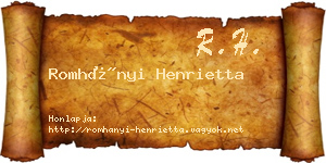 Romhányi Henrietta névjegykártya