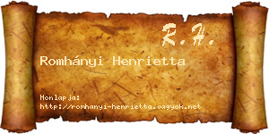 Romhányi Henrietta névjegykártya