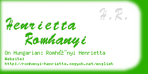 henrietta romhanyi business card